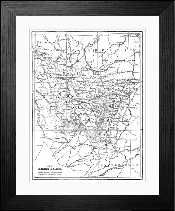 Framed Print : Map of Lorraine and Alsace; Alsace and Lorraine, 1875. Creator: Unknown Framed Print : Map of Lorraine and Alsace; Alsace and Lorraine, 1875. Creator: Unknown