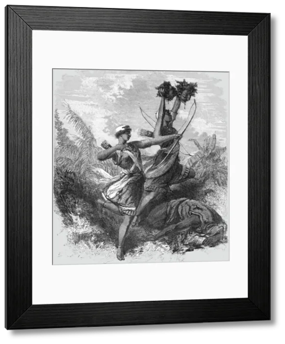 Framed Print : Amazons of Dahomey in Battle; The Kingdom of Dahomey, 1875. Creator: Unknown Framed Print : Amazons of Dahomey in Battle; The Kingdom of Dahomey, 1875. Creator: Unknown