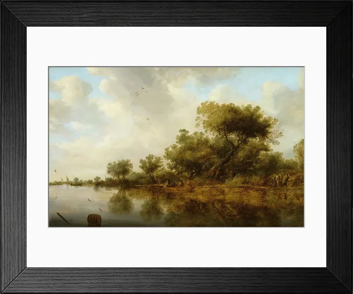 Framed Print : River View with Fishermen, 1633. Creator: Salomon Ruysdael Framed Print : River View with Fishermen, 1633. Creator: Salomon Ruysdael