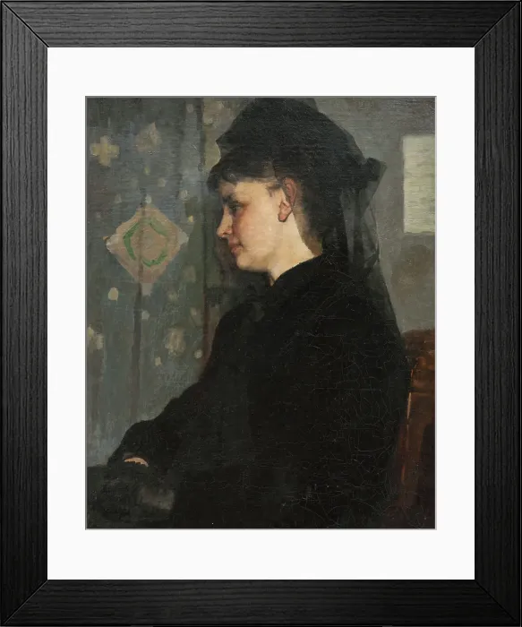 Framed Print : Woman in Black, 1872. Creator: Bertha Wegmann Framed Print : Woman in Black, 1872. Creator: Bertha Wegmann