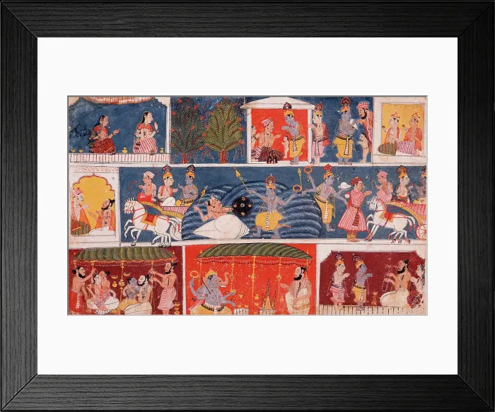 Framed Print : Krishna Receives the Sacred Thread and Returns his Preceptor Sandipani's Son... c1640. Creator: Unknown Framed Print : Krishna Receives the Sacred Thread and Returns his Preceptor Sandipani's Son... c1640. Creator: Unknown