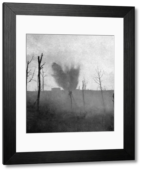 Framed Print : The Battle of La Malmaison; During our artillery fire: explosion of a large French shell... 1917. Creator: Unknown Framed Print : The Battle of La Malmaison; During our artillery fire: explosion of a large French shell... 1917. Creator: Unknown