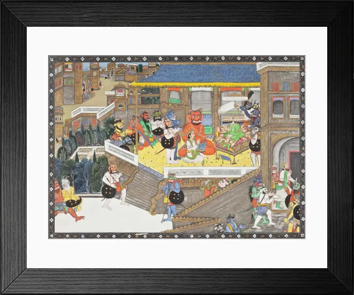 Framed Print : Lakshmana at Ravana's Court, Folio from a Ramayana (Adventures of Rama) (image 1 of 6), c1850. Creator: Unknown Framed Print : Lakshmana at Ravana's Court, Folio from a Ramayana (Adventures of Rama) (image 1 of 6), c1850. Creator: Unknown
