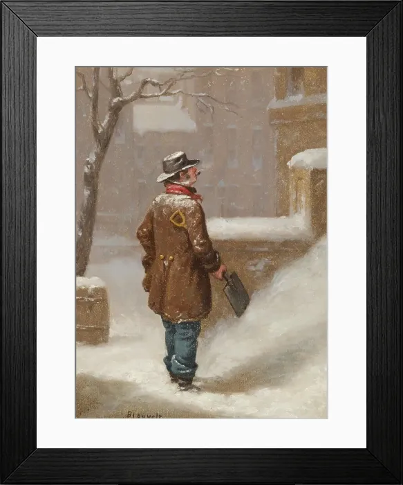 Framed Print : Looking For a Job (Snow Shoveller), c1859. Creator: Charles Felix Blauvelt Framed Print : Looking For a Job (Snow Shoveller), c1859. Creator: Charles Felix Blauvelt