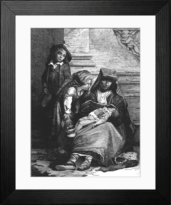 Framed Print : Family of Beggars; Rome and United Italy, 1875. Creator: Unknown Framed Print : Family of Beggars; Rome and United Italy, 1875. Creator: Unknown