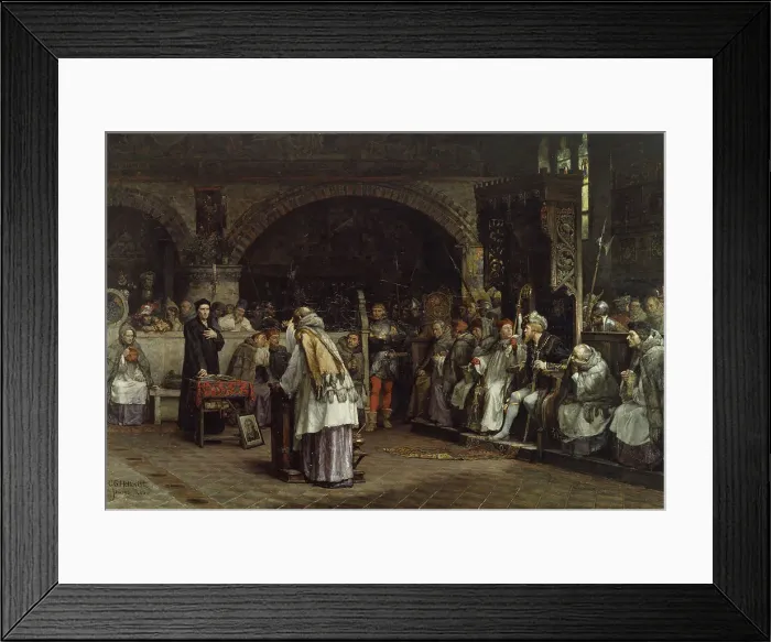 Framed Print : Religious Discourse between Olaus Petri and Peder Galle, 1883. Creator: Carl Gustaf Hellqvist Framed Print : Religious Discourse between Olaus Petri and Peder Galle, 1883. Creator: Carl Gustaf Hellqvist
