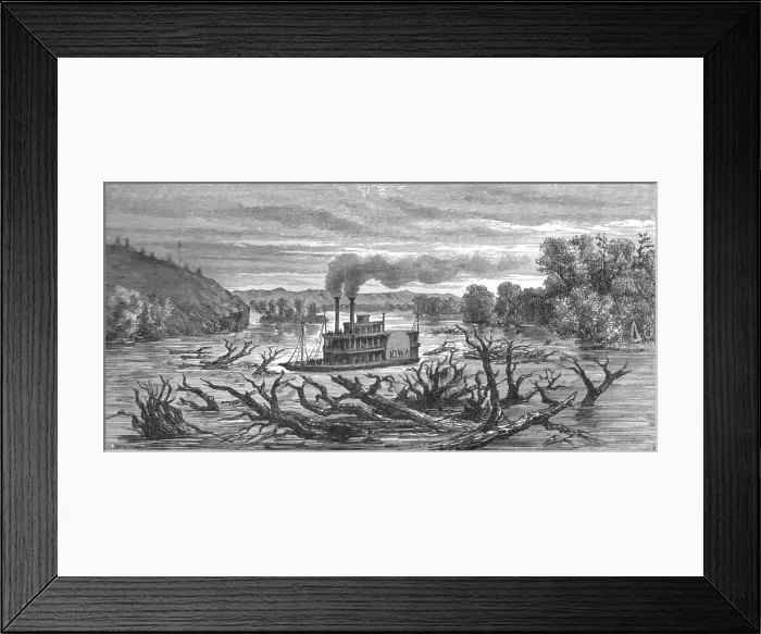 Framed Print : Steamer on the Mississippi; A Naturalist's Excursion in Wisconsin, 1875. Creator: Unknown Framed Print : Steamer on the Mississippi; A Naturalist's Excursion in Wisconsin, 1875. Creator: Unknown