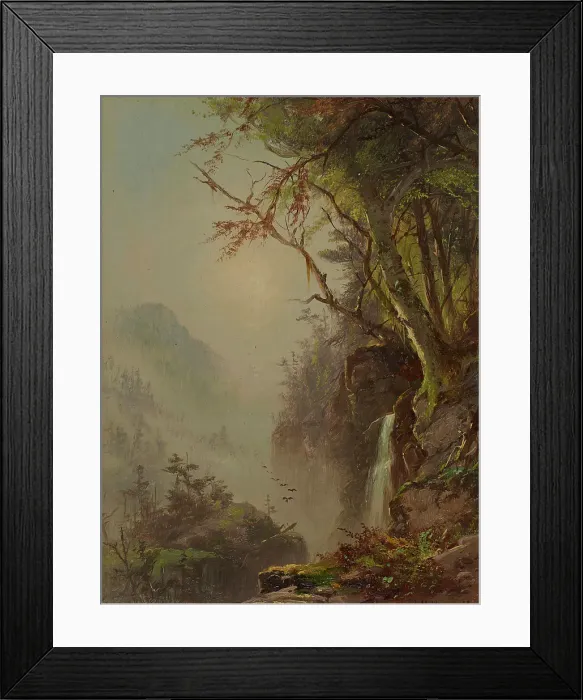 Framed Print : Waterfall In The Mountains, 1859. Creator: James McDougal Hart Framed Print : Waterfall In The Mountains, 1859. Creator: James McDougal Hart