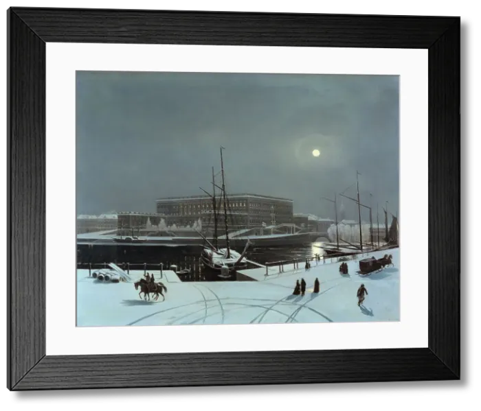 Framed Print : View of the Royal Palace of Stockholm. Winter, mid 19th century. Creator: Karl Stefan Bennet Framed Print : View of the Royal Palace of Stockholm. Winter, mid 19th century. Creator: Karl Stefan Bennet