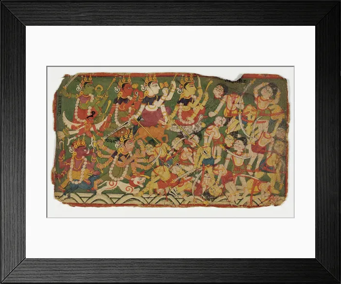 Framed Print : The Goddess Ambika Leads the Mother Goddesses in Battle (recto); Text (verso)... early 18th century Creator: Unknown Framed Print : The Goddess Ambika Leads the Mother Goddesses in Battle (recto); Text (verso)... early 18th century Creator: Unknown