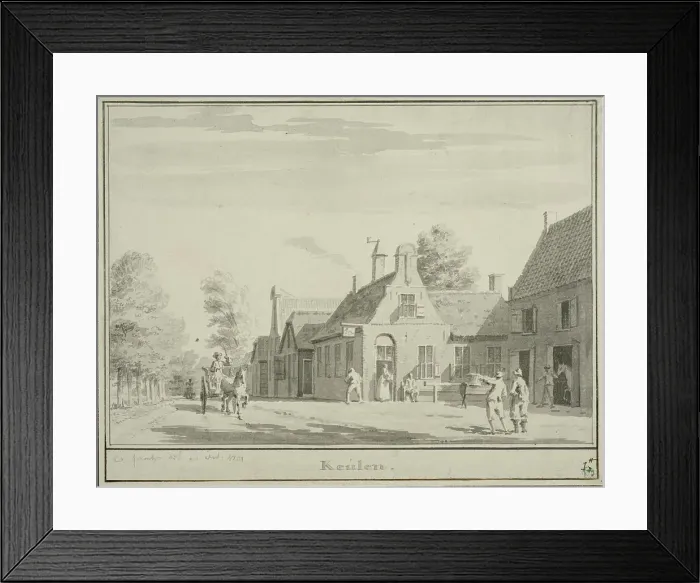 Framed Print : View of an inn in Cologne, c18th century. Creator: Cornelis Pronk Framed Print : View of an inn in Cologne, c18th century. Creator: Cornelis Pronk