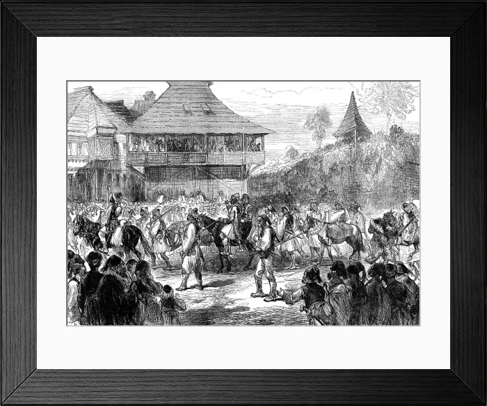 Framed Print : The War in the Herzegovina: Bashi-Bazouks leaving Baynaluka for Swina... 1876. Creator: Unknown Framed Print : The War in the Herzegovina: Bashi-Bazouks leaving Baynaluka for Swina... 1876. Creator: Unknown