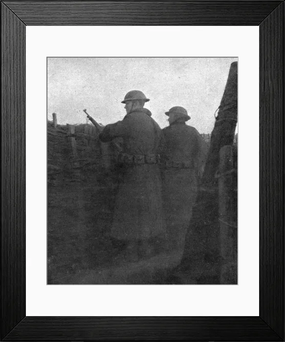 Framed Print : Hours of Victory; A trench held by Americans: first watch, on the evening of October 27... 1917. Creator: Unknown Framed Print : Hours of Victory; A trench held by Americans: first watch, on the evening of October 27... 1917. Creator: Unknown