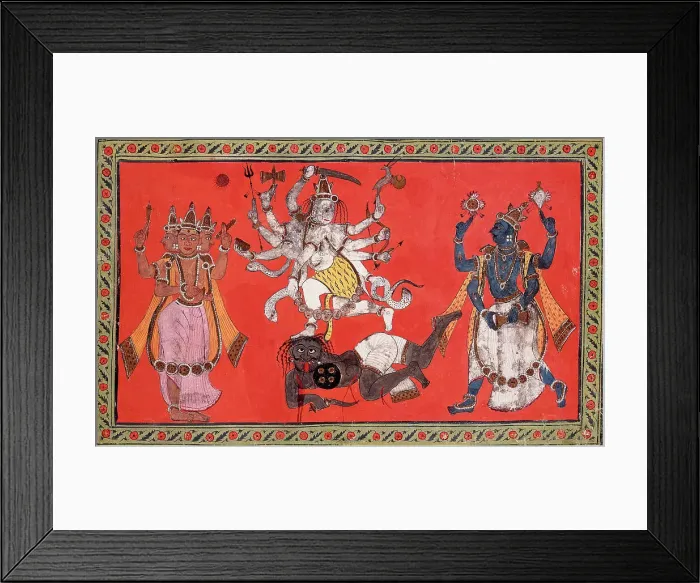 Framed Print : Shiva Performing the Dance of Bliss while Vishnu and Brahma Provide Musical Accompaniment, c1760. Creator: Unknown Framed Print : Shiva Performing the Dance of Bliss while Vishnu and Brahma Provide Musical Accompaniment, c1760. Creator: Unknown