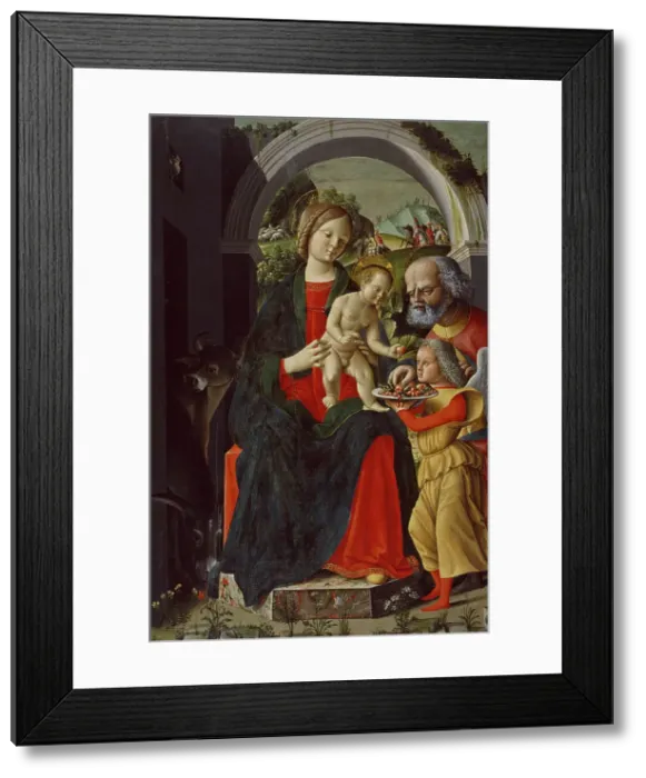 Framed Print : The Holy Family with an Angel, c1485. Creator: Baldassare d'Este Framed Print : The Holy Family with an Angel, c1485. Creator: Baldassare d'Este