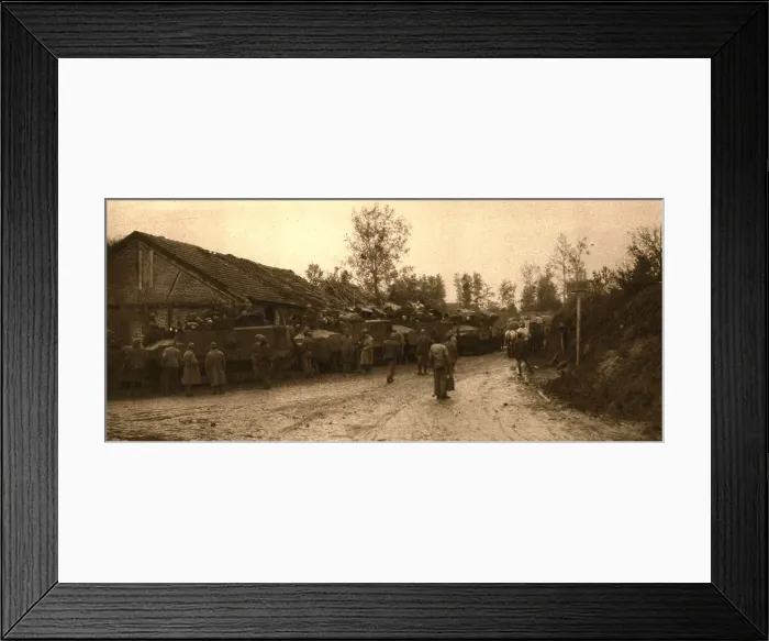 Framed Print : The tanks reassemble after battle, 1917 Creator: Unknown Framed Print : The tanks reassemble after battle, 1917 Creator: Unknown