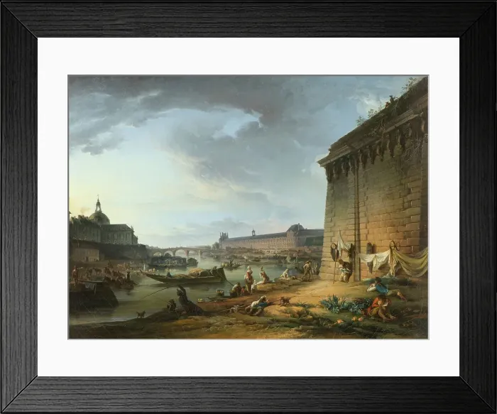 Framed Print : View of Paris from the Embankment beneath the Pont Neuf, c18th century. Creator: Elias Martin Framed Print : View of Paris from the Embankment beneath the Pont Neuf, c18th century. Creator: Elias Martin