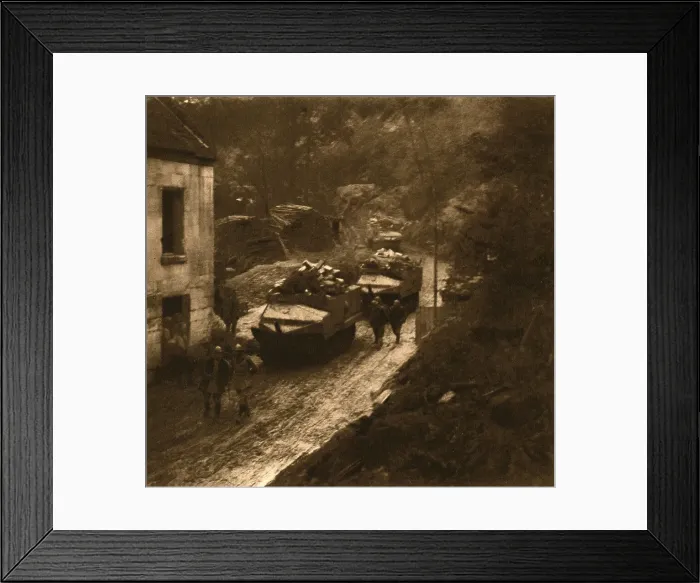 Framed Print : The tanks reassemble after battle; Journey of the rear guard, 1917. Creator: Unknown Framed Print : The tanks reassemble after battle; Journey of the rear guard, 1917. Creator: Unknown