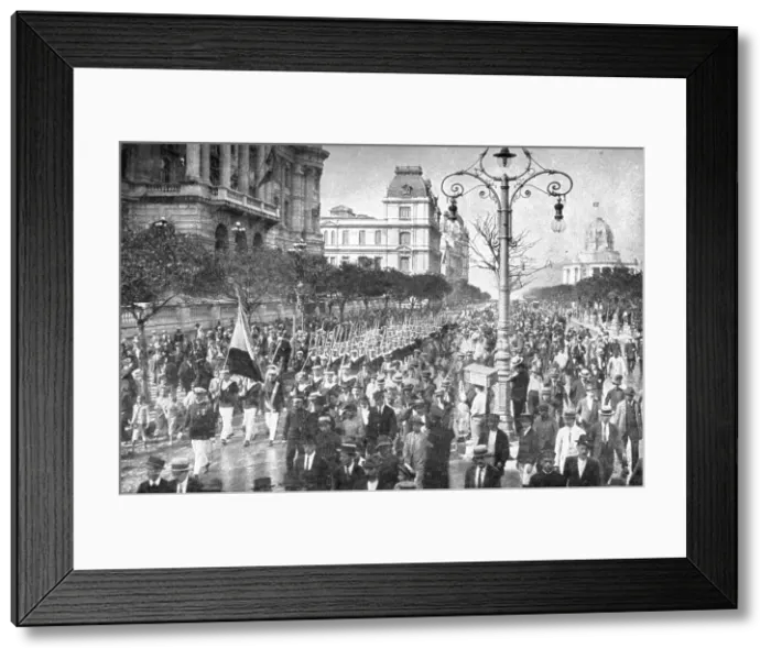 Framed Print : Latin America Against Germany; July 14, 1917, in Rio de Janeiro: a parade of sailors...1917 Creator: Unknown Framed Print : Latin America Against Germany; July 14, 1917, in Rio de Janeiro: a parade of sailors...1917 Creator: Unknown