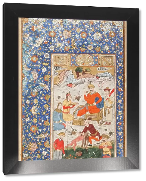 Khusraw Celebrating after Killing the Dragon, page from a manuscript of the Khamsa, 17th century. Creator: Unknown