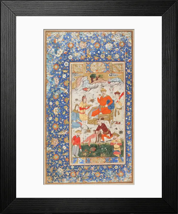 Framed Print : Khusraw Celebrating after Killing the Dragon, page from a manuscript of the Khamsa, 17th century. Creator: Unknown Framed Print : Khusraw Celebrating after Killing the Dragon, page from a manuscript of the Khamsa, 17th century. Creator: Unknown