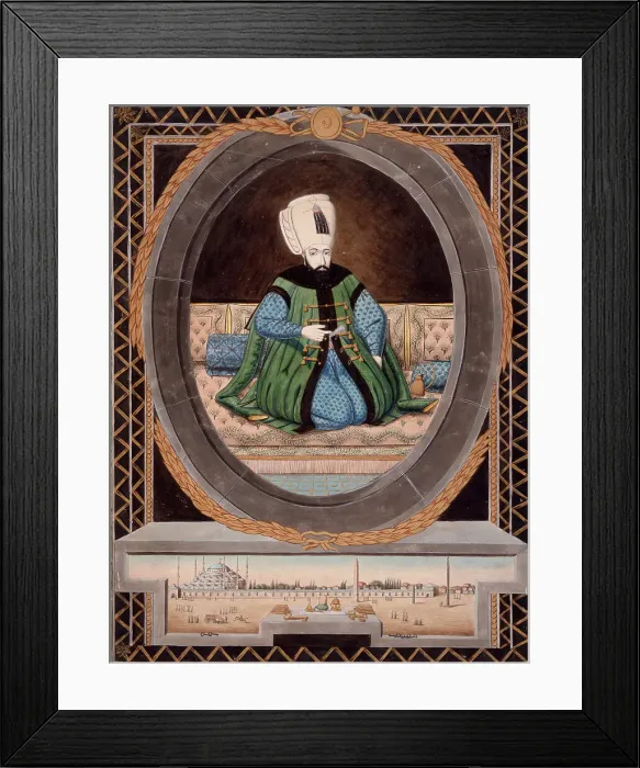 Framed Print : Portrait of Sultan Ahmet I (1603-1617), Above a View of the Hippodrome and the Blue Mosque'...c1805 Creator: Unknown. Portrait of Sultan Ahmet I (1603-1617), Above a View of the Hippodrome and the Blue Mosque'...c1805 Creator: Unknown Framed Print : Portrait of Sultan Ahmet I (1603-1617), Above a View of the Hippodrome and the Blue Mosque'...c1805 Creator: Unknown. Portrait of Sultan Ahmet I (1603-1617), Above a View of the Hippodrome and the Blue Mosque'...c1805 Creator: Unknown