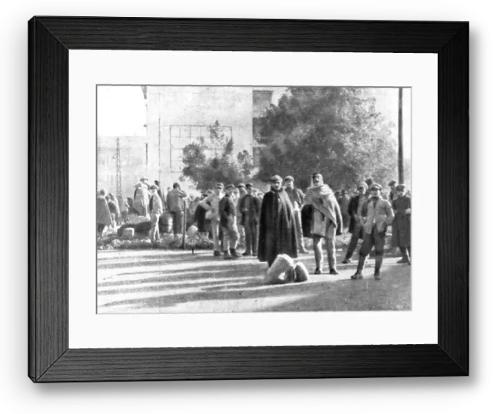 Framed Print : The Dark Hours of Italy; Refugees from Friuli in a square in Brescia, 1917. Creator: Unknown Framed Print : The Dark Hours of Italy; Refugees from Friuli in a square in Brescia, 1917. Creator: Unknown