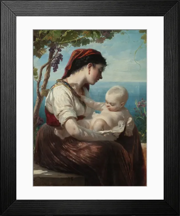 Framed Print : Young Mother and her Child, 1880. Creator: Elisabeth Baumann Framed Print : Young Mother and her Child, 1880. Creator: Elisabeth Baumann