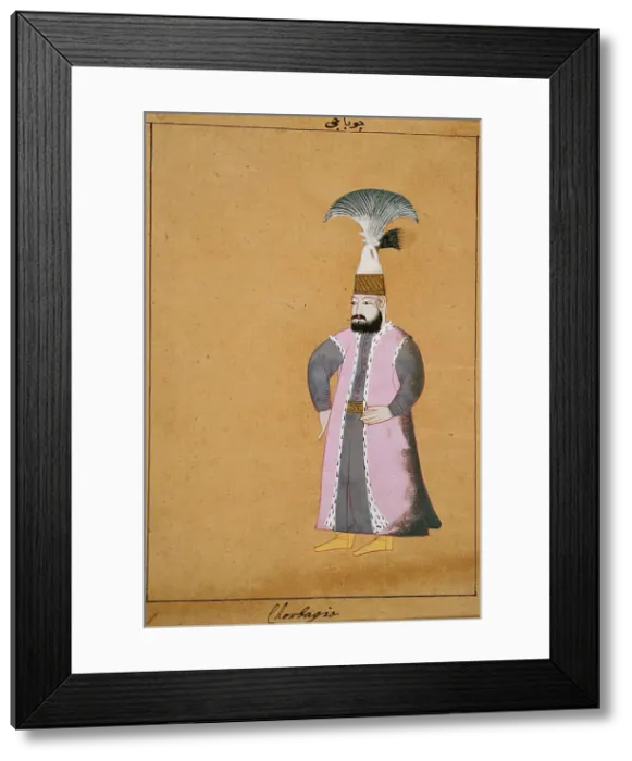 Framed Print : An Officer of the Janissaries (Costume Plate), early 18th century. Creator: Unknown Framed Print : An Officer of the Janissaries (Costume Plate), early 18th century. Creator: Unknown