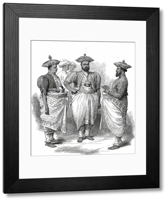 Framed Print : Cinghalese Chiefs waiting for the Prince of Wales at Kandy, Ceylon, from a sketch by... 1876. Creator: Unknown Framed Print : Cinghalese Chiefs waiting for the Prince of Wales at Kandy, Ceylon, from a sketch by... 1876. Creator: Unknown