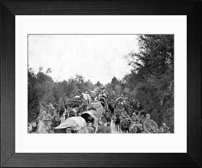 Framed Print : The Dark Hours of Italy; On the roads of the Lower Isonzo, the 3rd Italian army... 1917. Creator: Unknown Framed Print : The Dark Hours of Italy; On the roads of the Lower Isonzo, the 3rd Italian army... 1917. Creator: Unknown