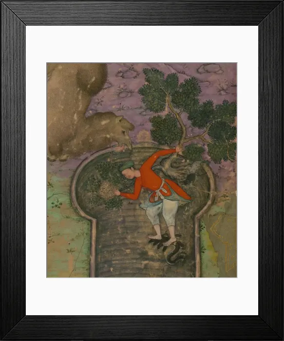 Framed Print : The Tale of the Man in the Well from the Iyar-i Danish (Touchstone of Wisdom)... late 10th cent. Creator: Unknown Framed Print : The Tale of the Man in the Well from the Iyar-i Danish (Touchstone of Wisdom)... late 10th cent. Creator: Unknown