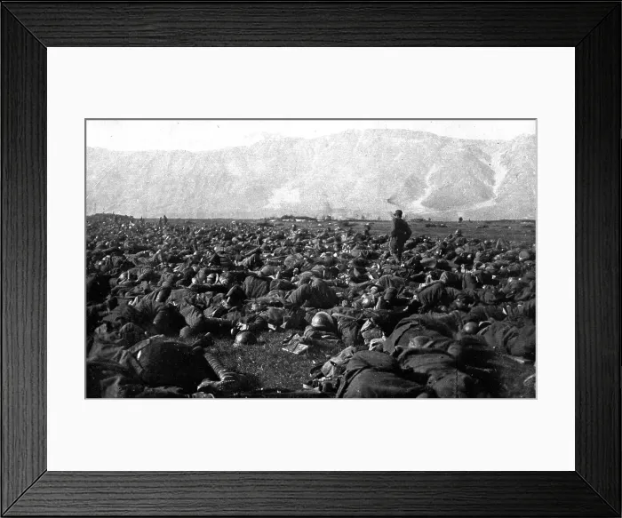 Framed Print : The Dark Hours of Italy; Exhausted by a forced march which saved them from encirclement... 1917. Creator: Unknown Framed Print : The Dark Hours of Italy; Exhausted by a forced march which saved them from encirclement... 1917. Creator: Unknown