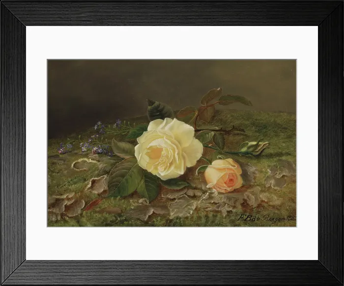 Framed Print : Yellow Roses, 1885. Creator: Frants Diderik Boe Framed Print : Yellow Roses, 1885. Creator: Frants Diderik Boe