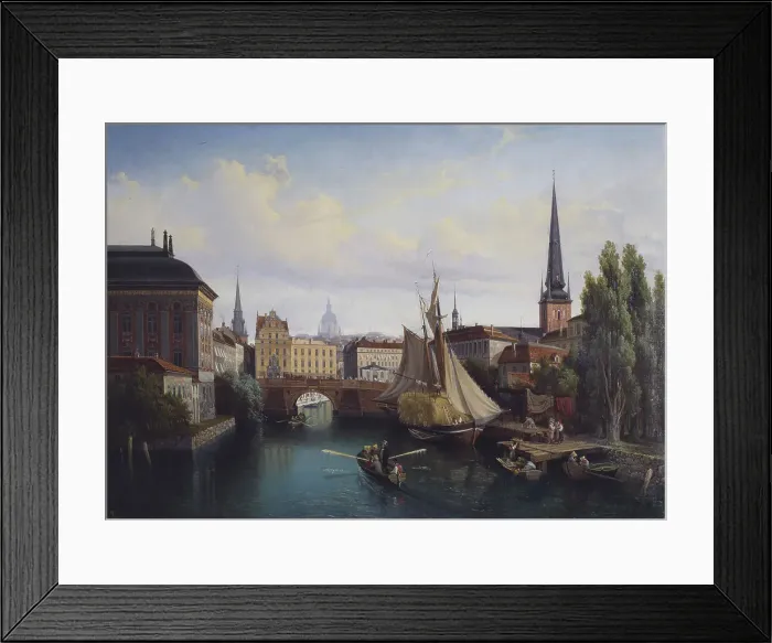Framed Print : View of the Riddarholmskanalen, Stockholm, 1835, 1880. Creator: Gustav Wilhelm Palm Framed Print : View of the Riddarholmskanalen, Stockholm, 1835, 1880. Creator: Gustav Wilhelm Palm