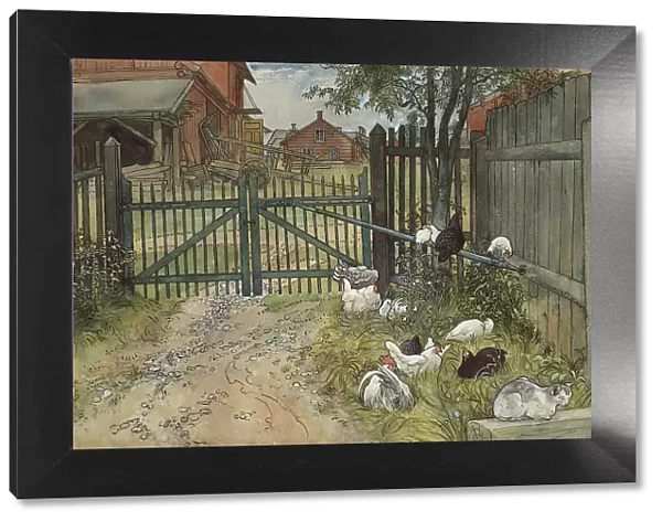 The Gate. From A Home (26 watercolours). Creator: Carl Larsson