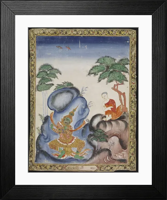 Framed Print : Upagupta Binds Mara to a Mountaintop, 19th century. Creator: Unknown Framed Print : Upagupta Binds Mara to a Mountaintop, 19th century. Creator: Unknown