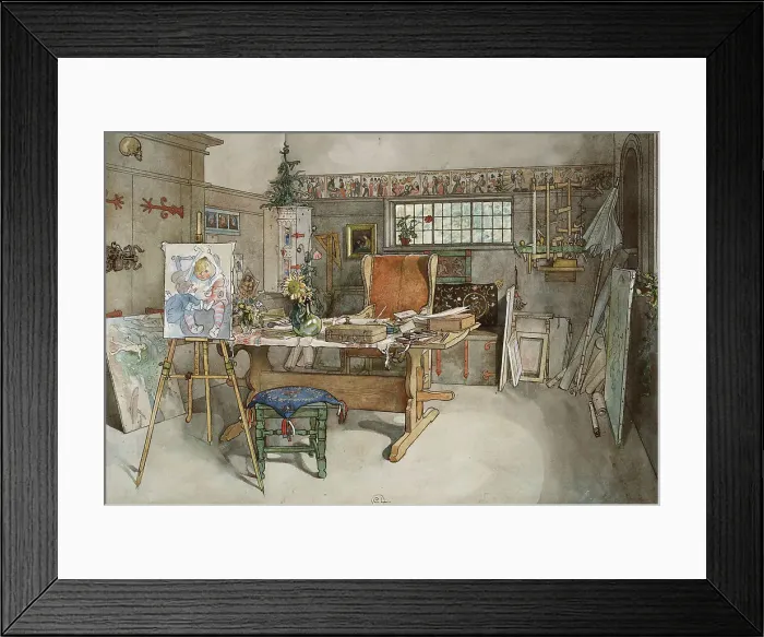 Framed Print : The Studio. From A Home (26 watercolours). Creator: Carl Larsson Framed Print : The Studio. From A Home (26 watercolours). Creator: Carl Larsson