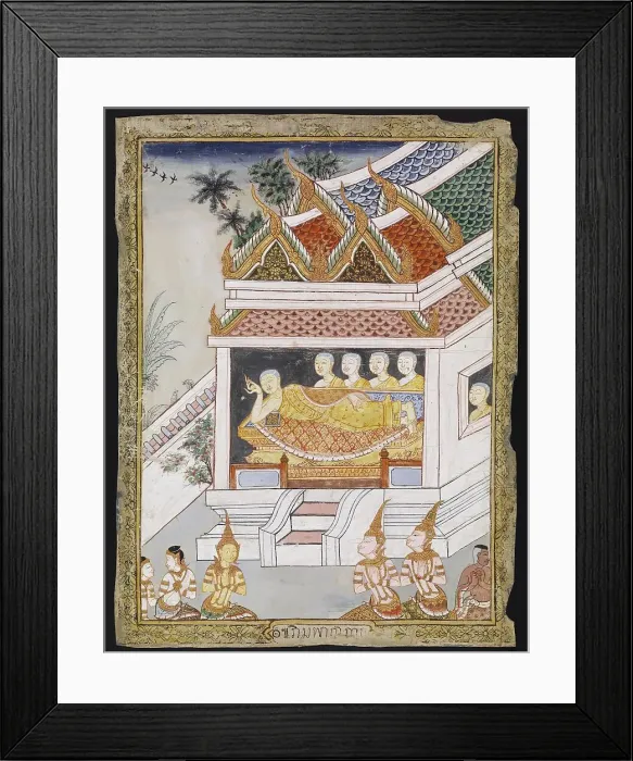 Framed Print : The Buddha Attains Parinirvana, 19th Century. Creator: Unknown