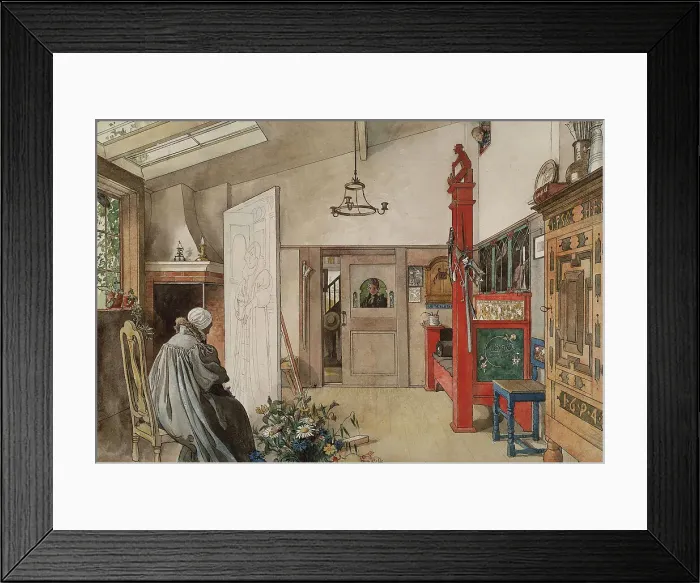 Framed Print : The Studio. From A Home (26 watercolours). Creator: Carl Larsson Framed Print : The Studio. From A Home (26 watercolours). Creator: Carl Larsson