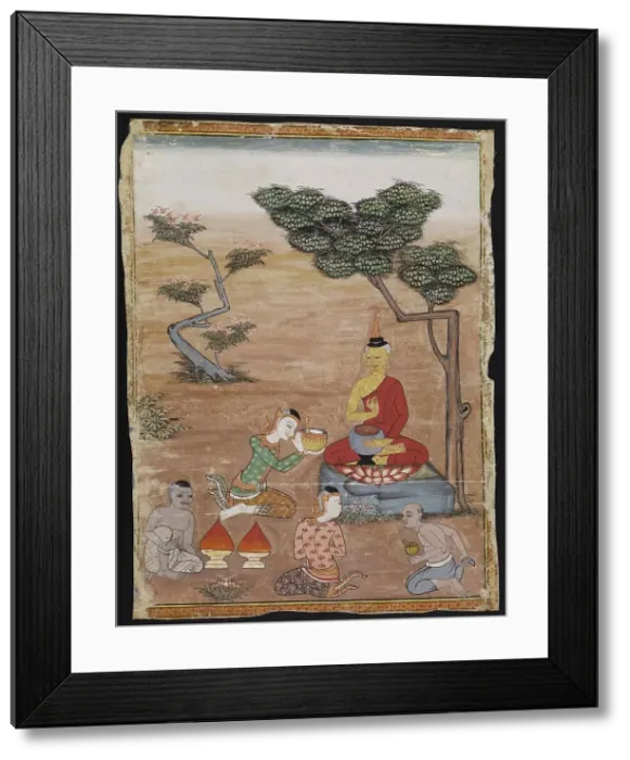 Framed Print : Buddha Worship, 19th Century. Creator: Unknown