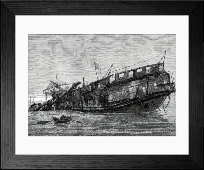 Framed Print : Remains of the Warspite training-ship at low tide, 1876. Creator: Unknown Framed Print : Remains of the Warspite training-ship at low tide, 1876. Creator: Unknown