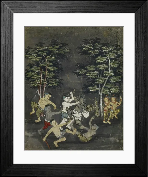 Framed Print : Vessantara Jataka, Chapter 11: Jujaka Beset by Villagers, c1875-1925. Creator: Unknown Framed Print : Vessantara Jataka, Chapter 11: Jujaka Beset by Villagers, c1875-1925. Creator: Unknown