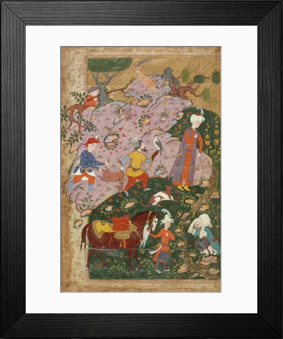 Framed Print : Courtier and Attendants in a Landscape, Left Side of a Double-Page... between c1585 and c1590. Creator: Unknown Framed Print : Courtier and Attendants in a Landscape, Left Side of a Double-Page... between c1585 and c1590. Creator: Unknown