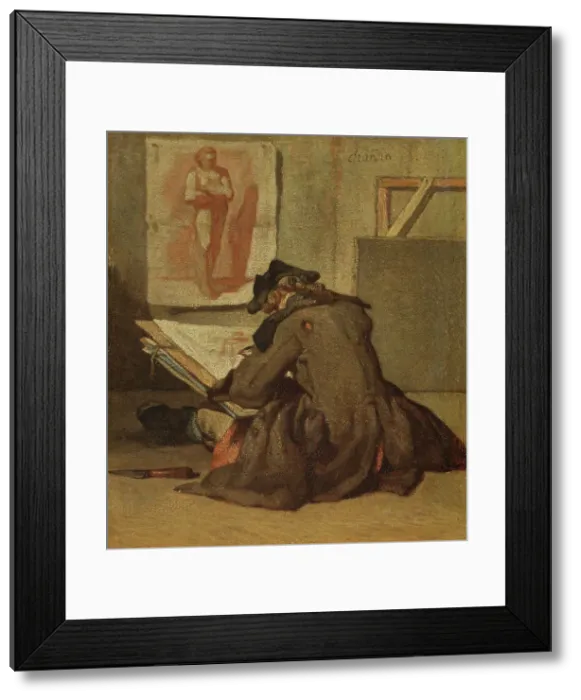 Framed Print : Young Student Drawing, c18th century. Creator: Jean-Simeon Chardin Framed Print : Young Student Drawing, c18th century. Creator: Jean-Simeon Chardin