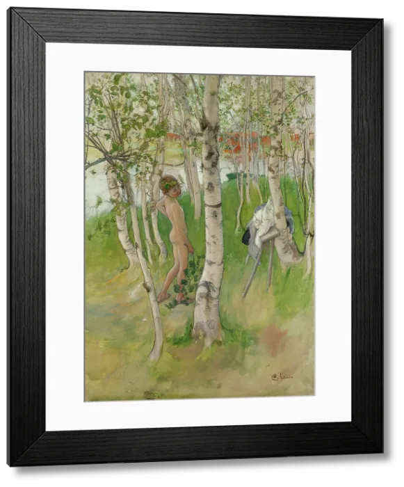 Framed Print : Ulf. Nude Boy among Birches, c.1898. Creator: Carl Larsson Framed Print : Ulf. Nude Boy among Birches, c.1898. Creator: Carl Larsson