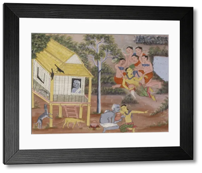 Framed Print : Vessantara Jataka, Chapter 5 (Jujaka), c1920-1940. Creator: Unknown Framed Print : Vessantara Jataka, Chapter 5 (Jujaka), c1920-1940. Creator: Unknown