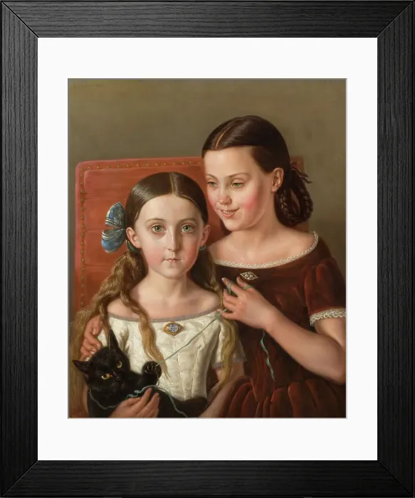 Framed Print : Sigrid and Anna Mazér, Nieces of the Artist, 1858. Creator: Carl Peter Mazer Framed Print : Sigrid and Anna Mazér, Nieces of the Artist, 1858. Creator: Carl Peter Mazer