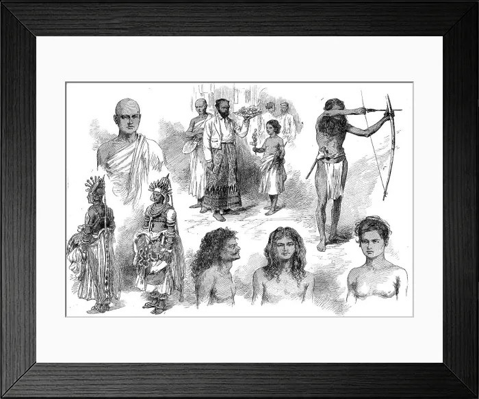 Framed Print : Sketches at Kandy, Ceylon, by one of our special artists, 1876. Creator: Unknown Framed Print : Sketches at Kandy, Ceylon, by one of our special artists, 1876. Creator: Unknown