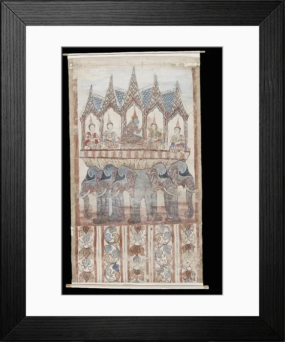 Framed Print : Vessantara Jataka, Chapter 1: Indra grants the ten boons to Phusati, 18th-19th century. Creator: Unknown Framed Print : Vessantara Jataka, Chapter 1: Indra grants the ten boons to Phusati, 18th-19th century. Creator: Unknown